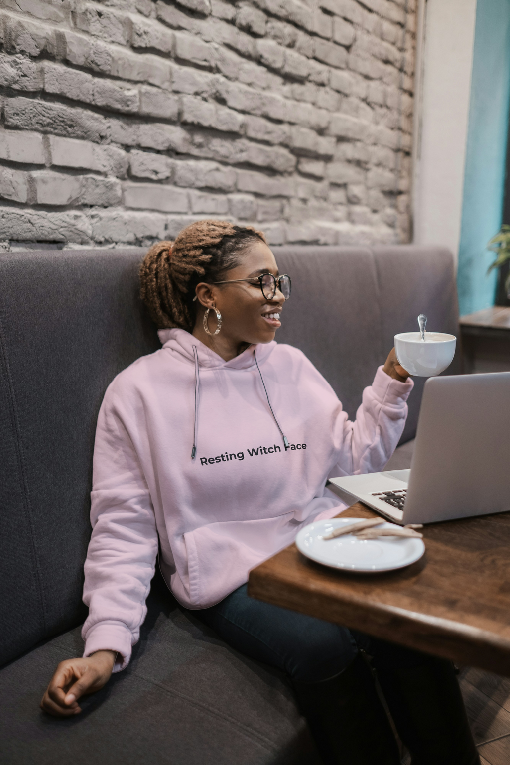 Resting Witch Face Sweatshirt | Front "Resting Witch Face" | Back "Aligned, Not Tamed" | Unisex Heavy Blend