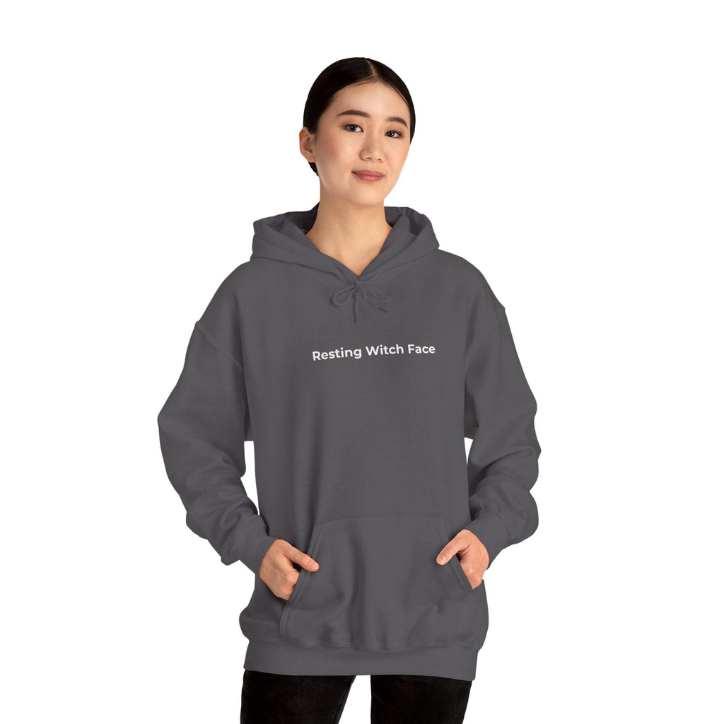 Resting Witch Face Hoodie | Unbothered Back Print, Soft Cotton Blend