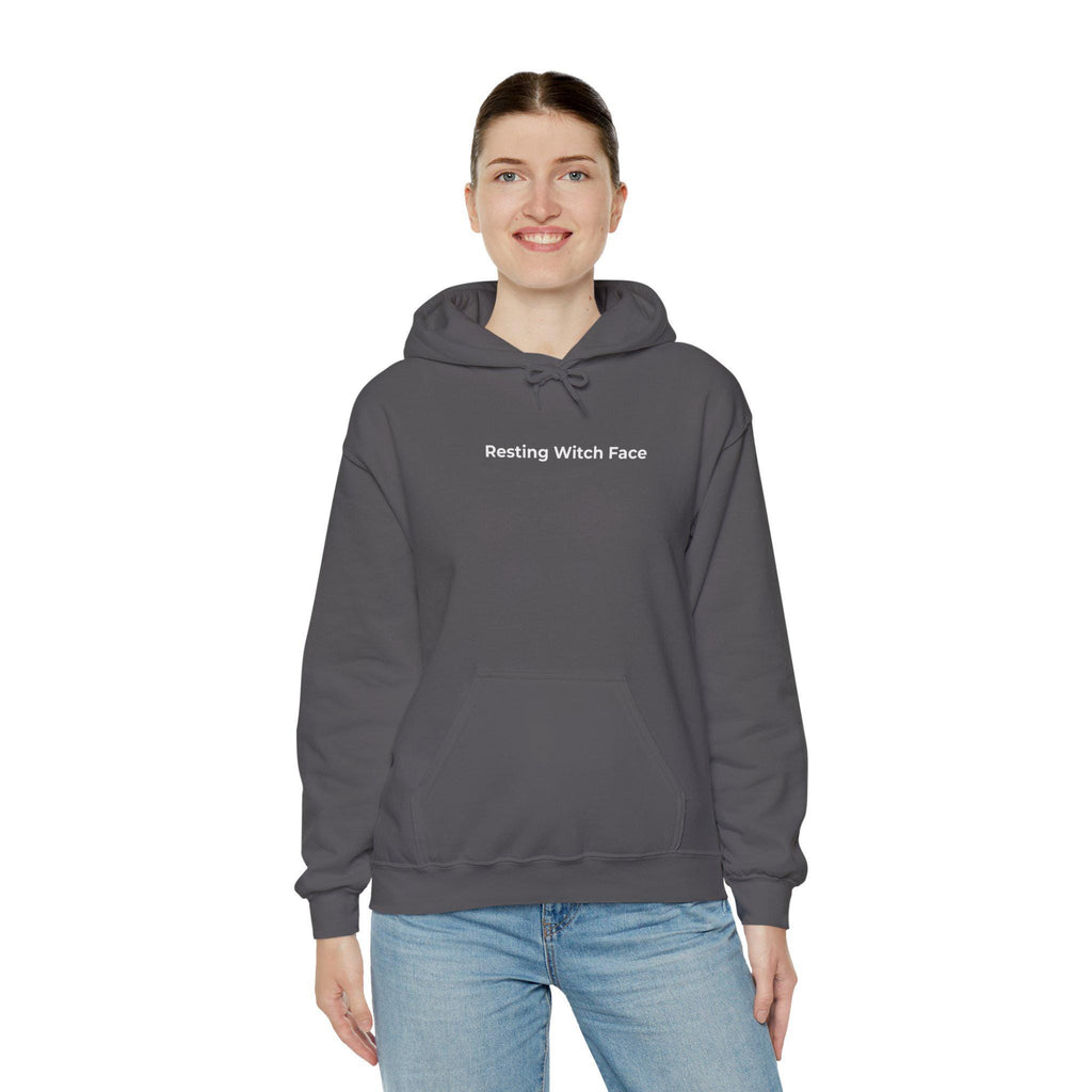Resting Witch Face Hoodie | Unbothered Back Print, Soft Cotton Blend