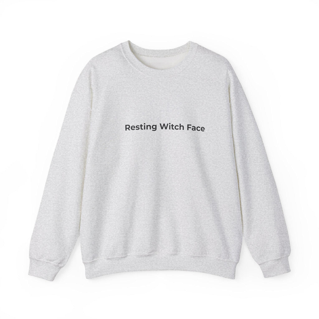 Resting Witch Face Sweatshirt | Front "Resting Witch Face" | Back "Aligned, Not Tamed" | Unisex Heavy Blend